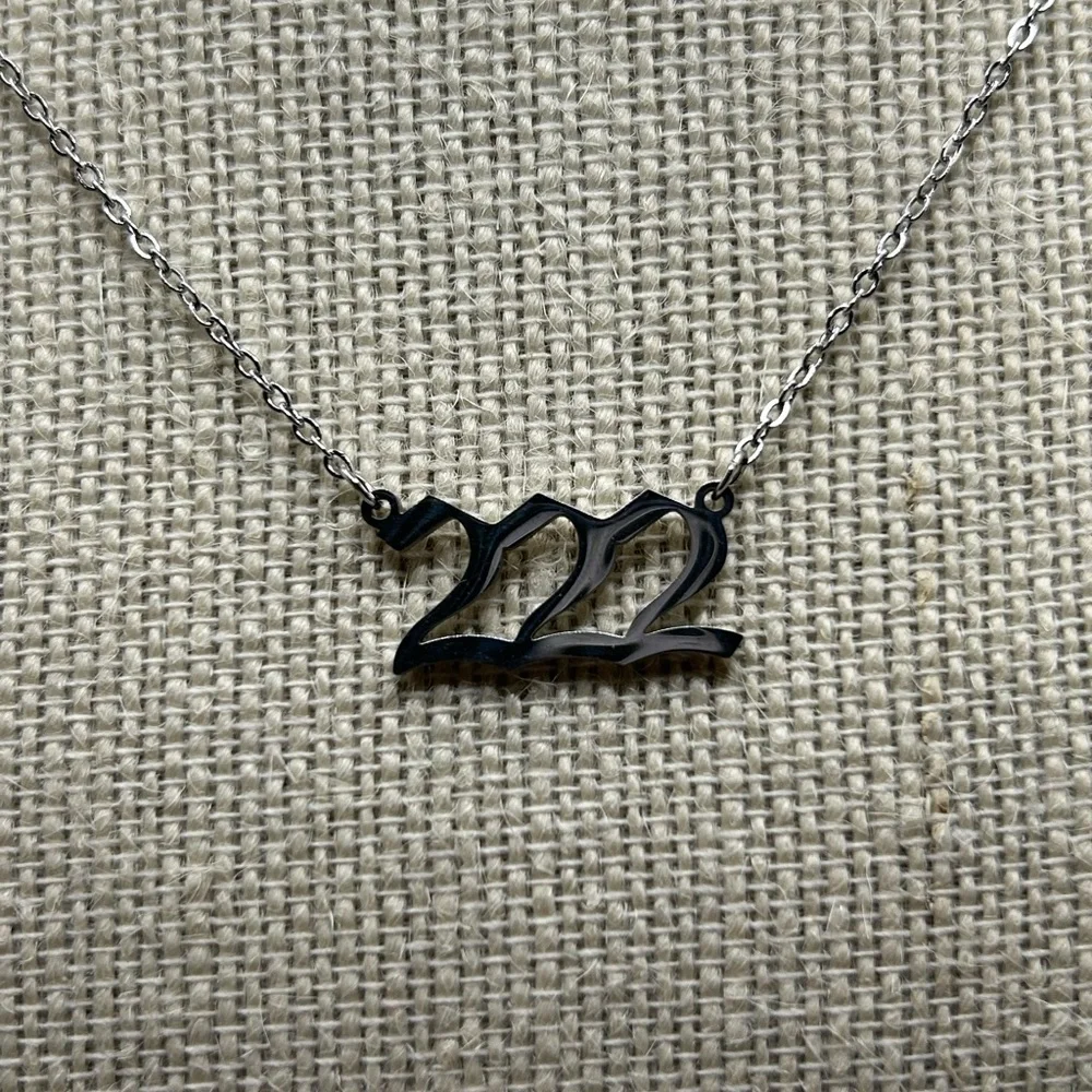 222 Angel Number Necklace Gold or Silver 18 inch length‎ Stainless Steel